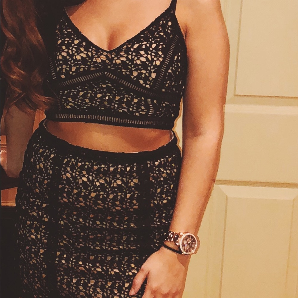 Kendall and Kylie LACE Crop & Skirt Set